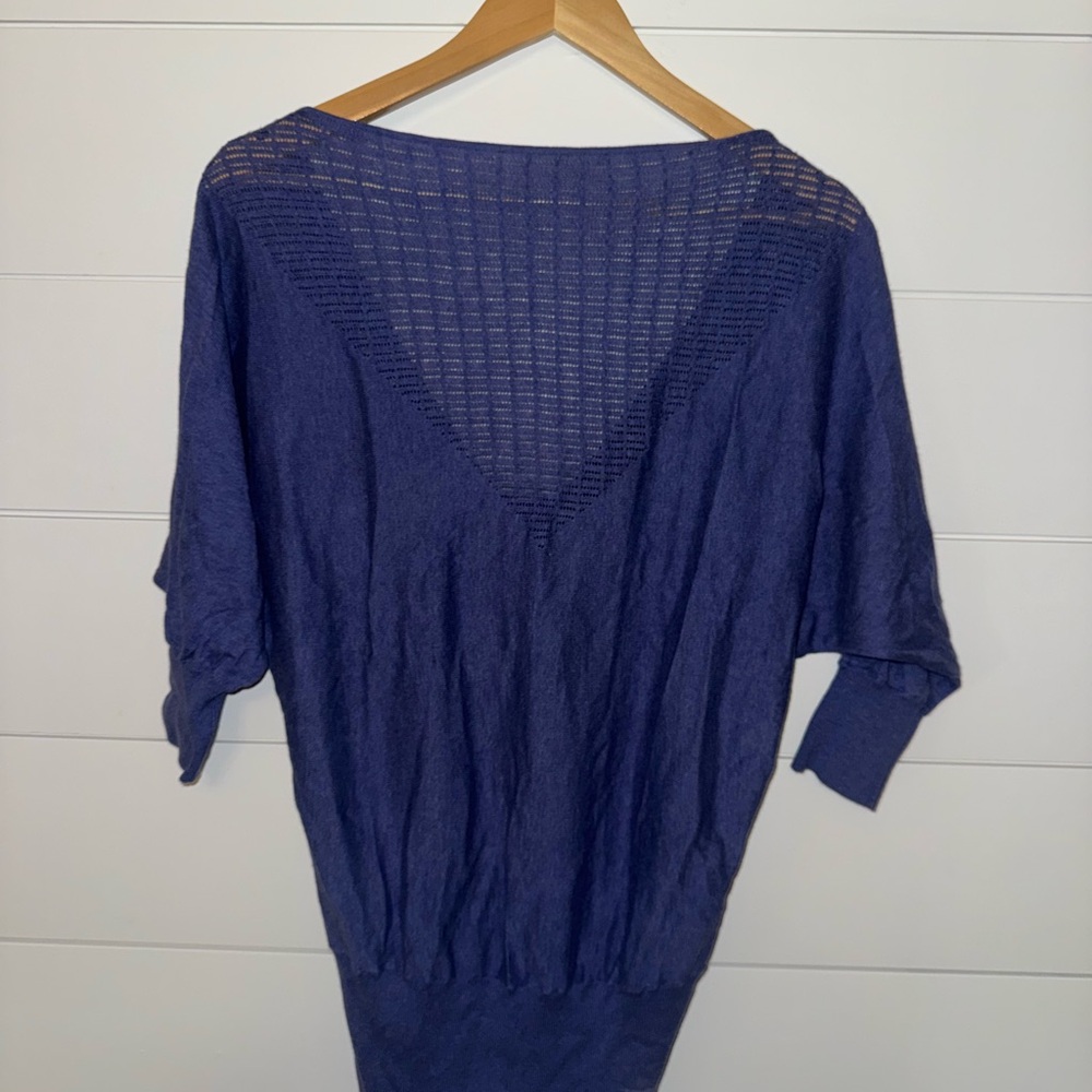 Blue/purple Knit Sweater with V-Back Detail